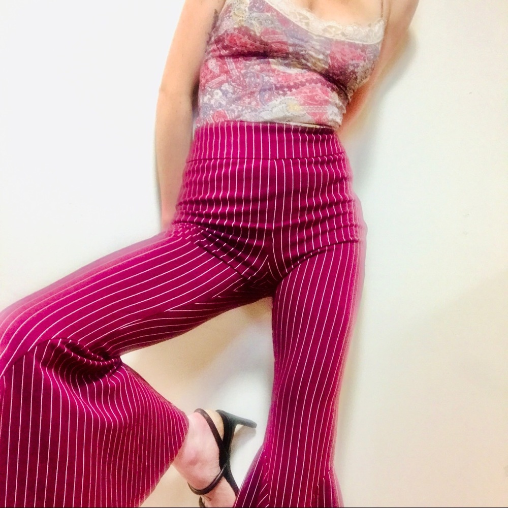 FP Mari Striped Wide Leg Bell Bottom Pants